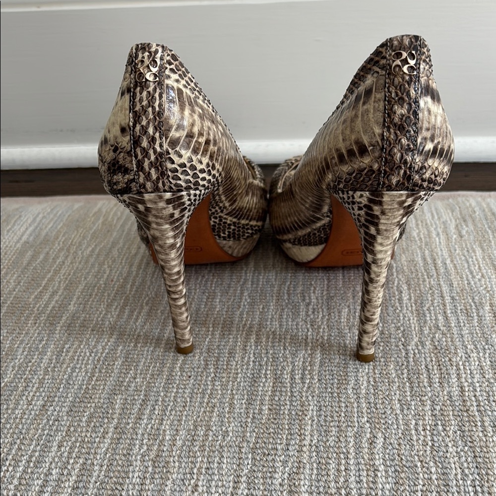 Coach Beige Snakeskin Heels - Picture 2 of 5